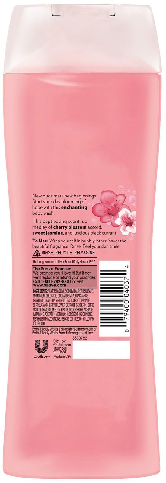 Suave, Essentials Body Wash 12oz, wild cherry blossom, 12 Fl. Oz