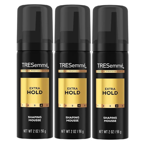 TRESemmé Extra Hold Volumizing Hair Mousse, 24H Humidity Resistance, Travel Size 2 Oz (3 Pack Packaging May Vary)