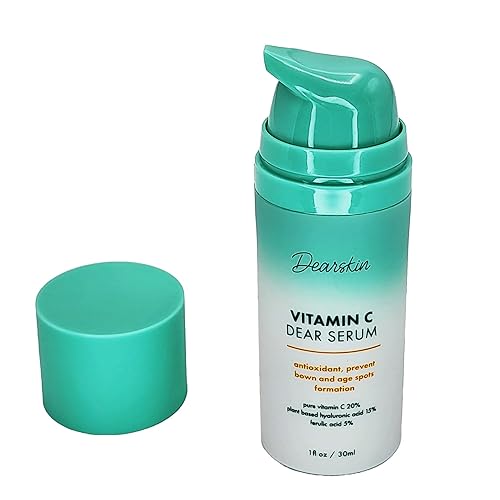 Dearskin Vitamin C Serum 20% - PURE L-ASCORBIC ACID, Ferulic Acid, Hyaluronic Acid Botanic, Vitamin E Organic Cruelty Free for Face and Neck Best