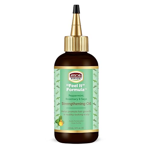 African Pride Feel It Formula Hair Strengthening Oil - Hair Oil with Rosemary, Peppermint & Sage - Hydrates Hair, Helps Strengthens Roots & Promotes