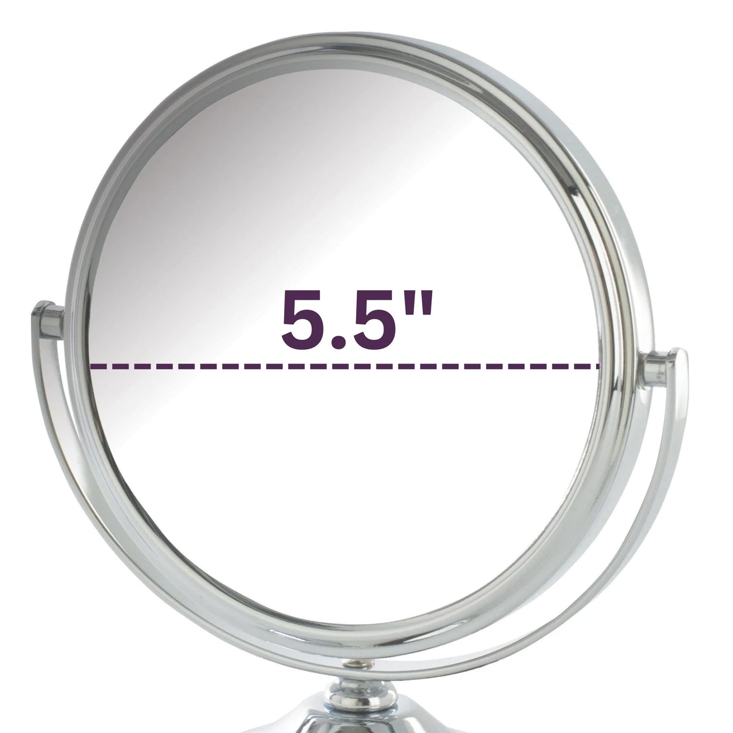 Model's Choice JERDON Tabletop Vanity Makeup Mirror with Chrome Finish - 5.5” Diameter Mirror with 5X-1X Magnification - Model MC247C