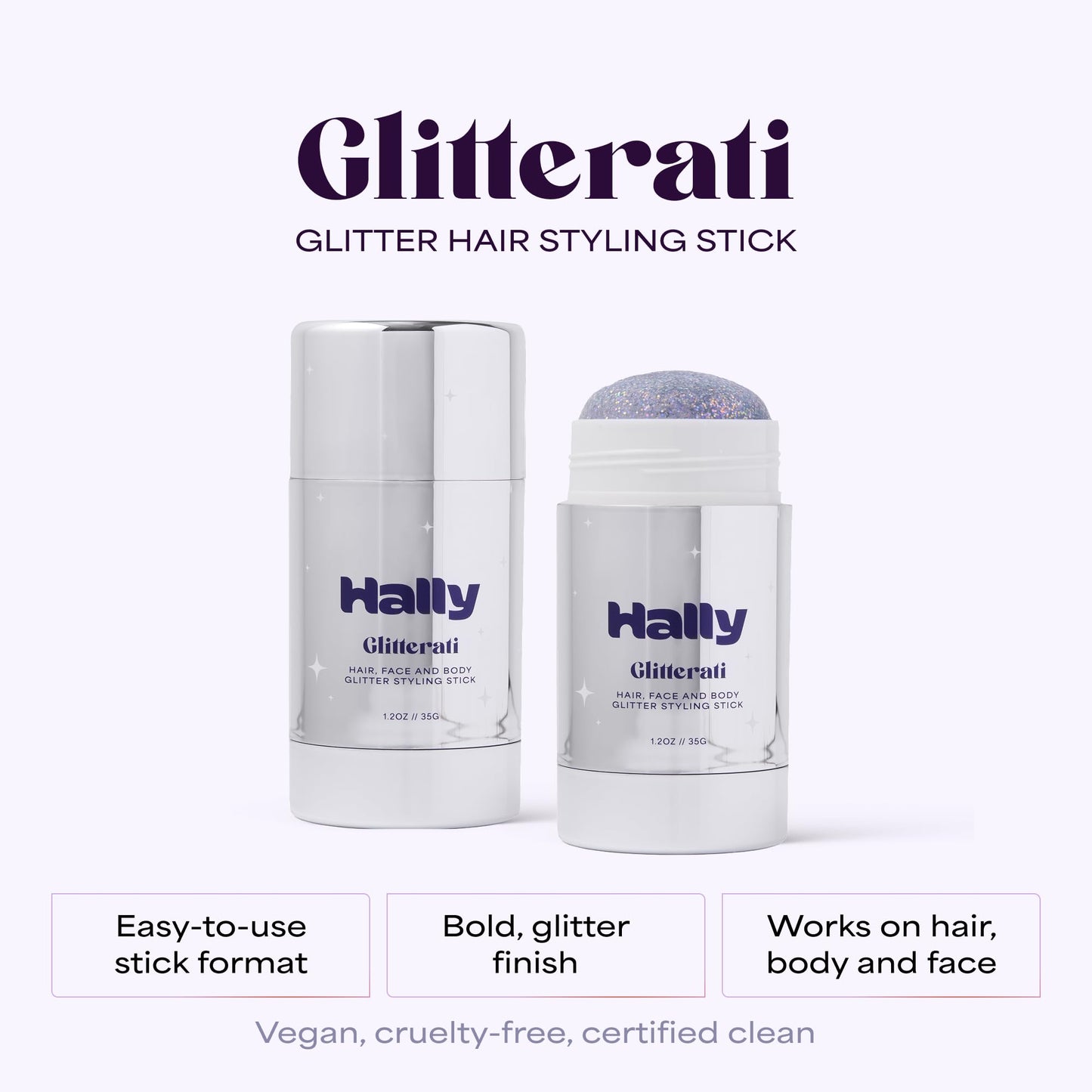 Hally Hair Glitterati & Glitter Shade Stix Combo - Temporary Glitter Hair Color & Accessories Styling Kit - Twist Up Stix + Washable Shimmer Styling