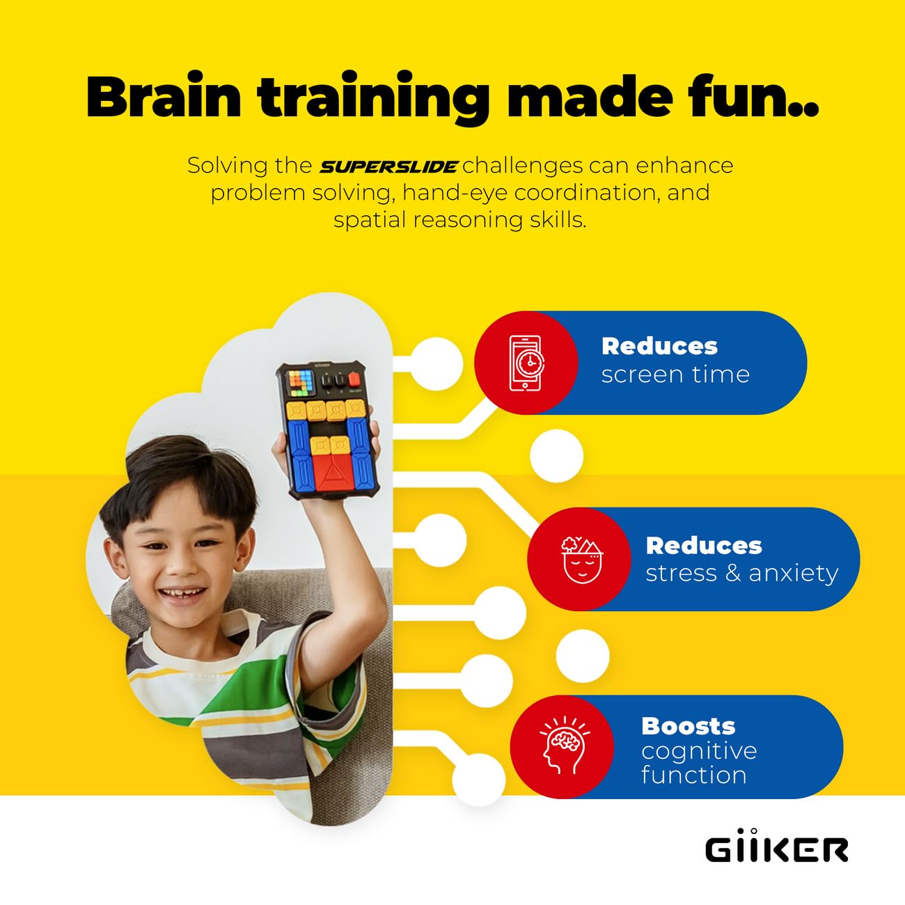 GiiKER Super Slide Puzzle Game – 500+ Brain Teaser Challenges, Fun Travel Toy & Logic Game for Kids & Teens, Great Gift & Road Trip Activity