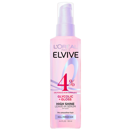 L'Oreal Paris Elvive Glycolic + Gloss High Shine Leave-In Hair Serum, Smooths Dull, Porous Hair Into High-Shine, Glossy Hair, 4.4 Fl Oz Beauty & Personal Care L'Oreal Paris