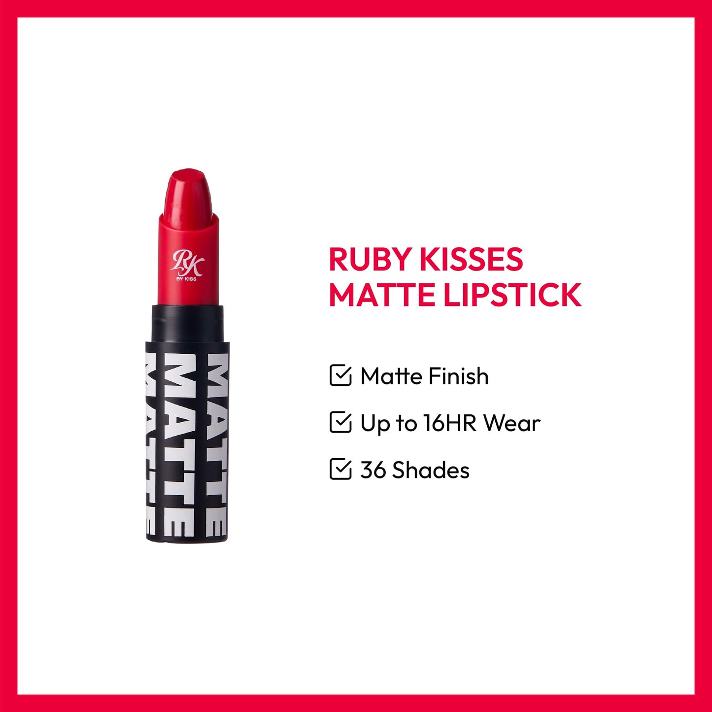 Kiss Ruby Kisses Matte Lipstick Red Mangrove (3ml)