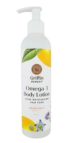 Griffin Remedy Omega-3 Body Lotion-Grapefruit Essential Oils and Organic MSM, Ultra Moisturizing, All Natural, Paraben Free, Sulfate Free 8 fl oz