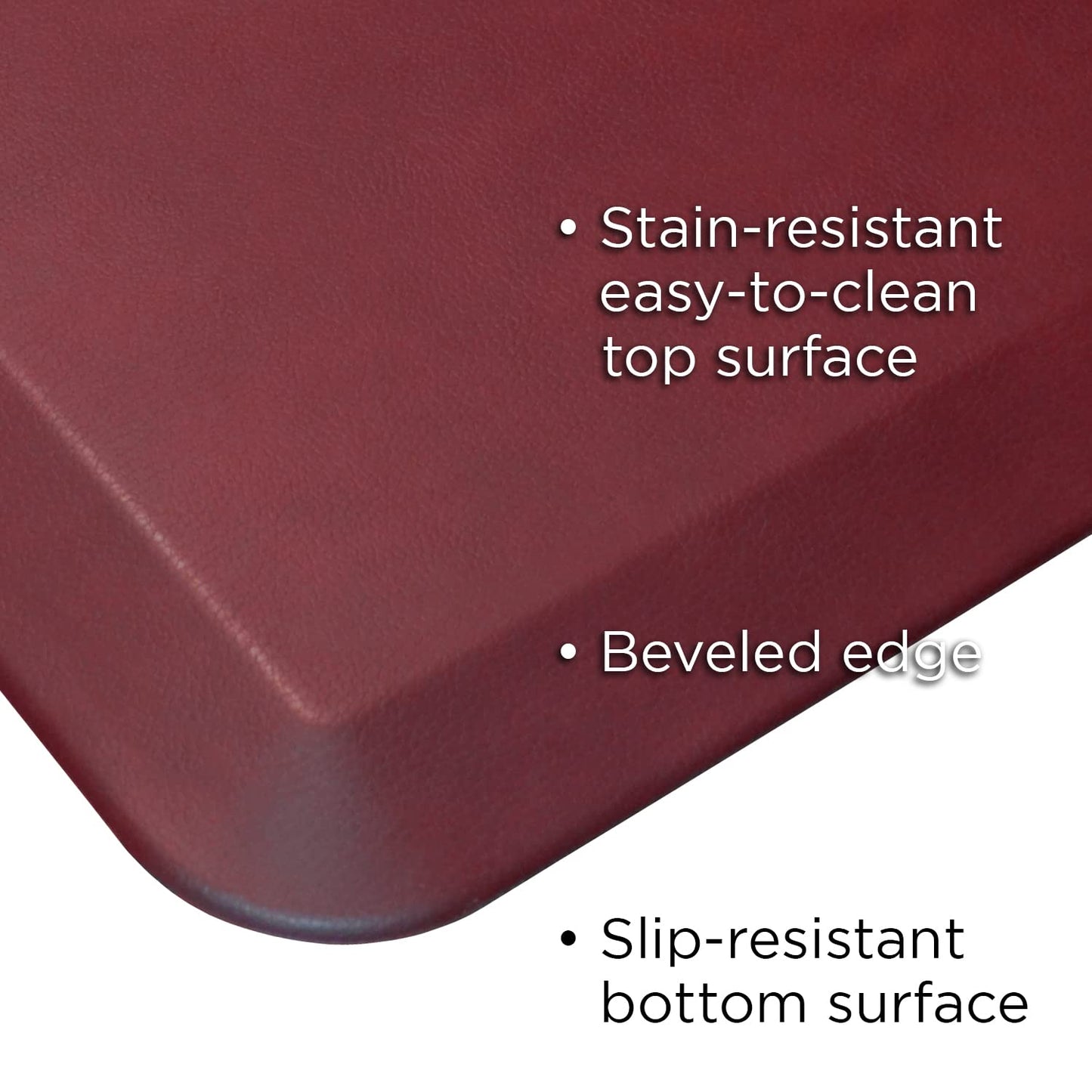 NewLife by GelPro Anti-Fatigue Designer Comfort Kitchen Floor Mat, 20" x32”, Leather Grain Cranberry