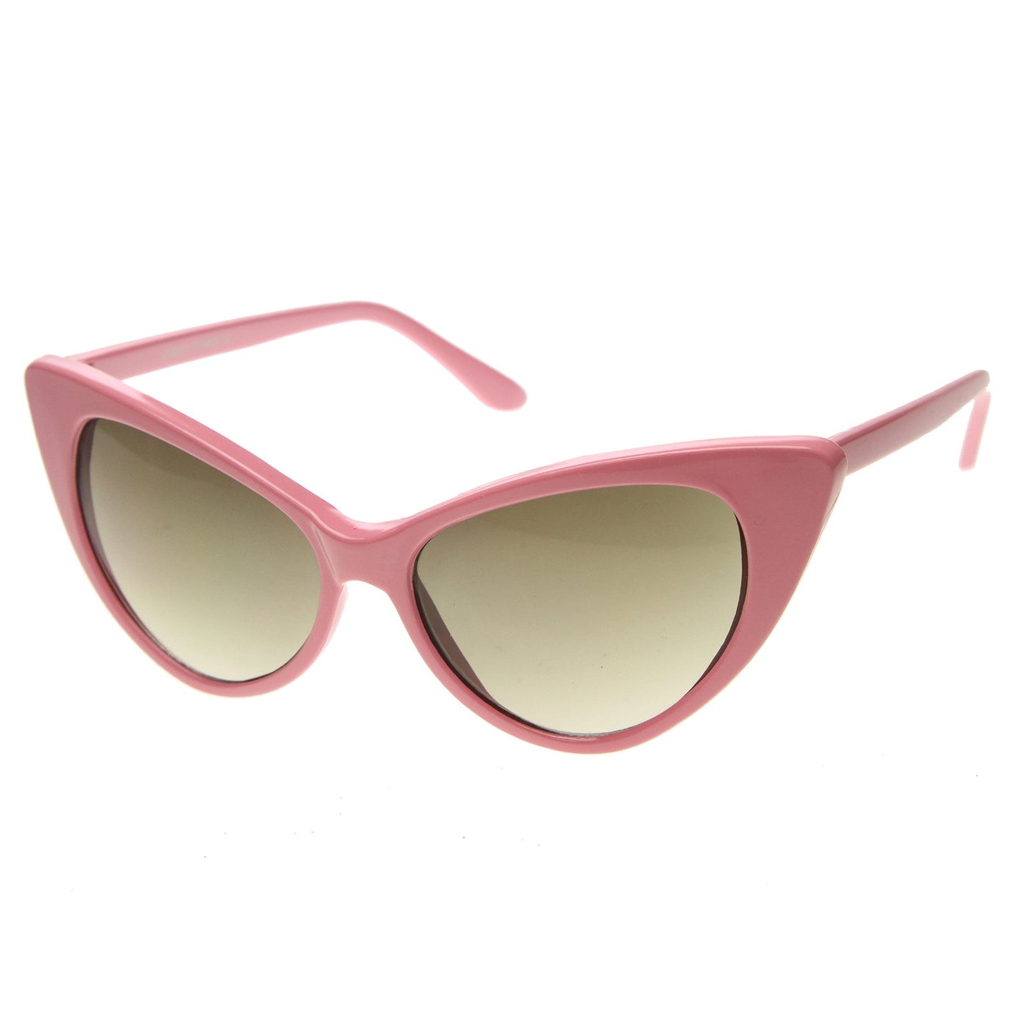 zeroUV Super Cateyes Vintage Inspired Fashion Mod Chic High Pointed Cat-Eye Sunglasses (Light Pink)