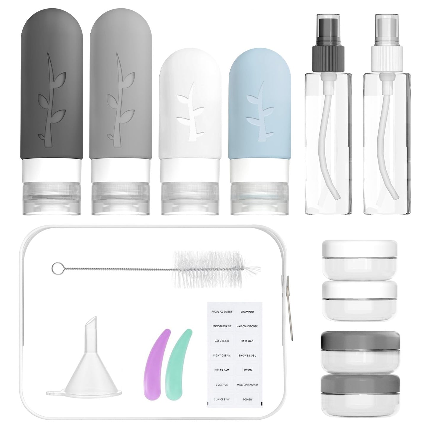 Vinofes 16 Pack Travel Size Toiletries Kits - Leak Proof TSA Approved Travel Bottles for Toiletries Essential - BPA Free Travel Containers