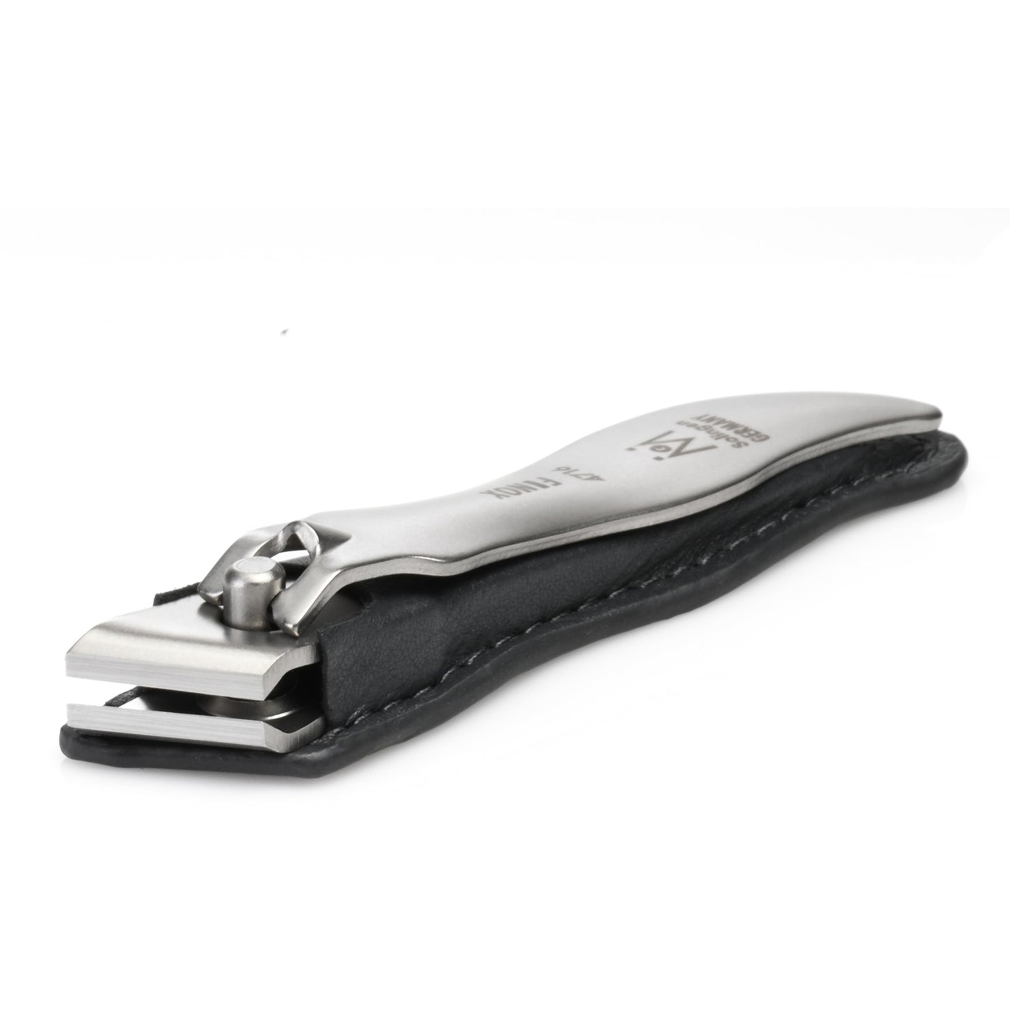 GERmanikure Economy Nail Clipper in Leather Case, Ethically Made in Solingen Germany, Angled Edge for Fingernails & Ingrown Toenails Black Large