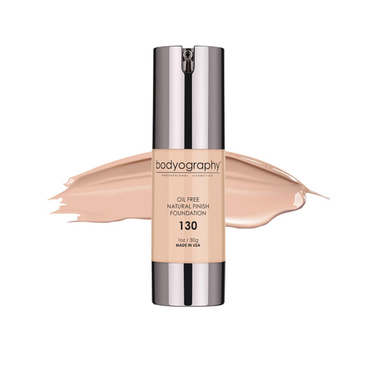 BODYOGRAPHY - NATURAL FINISH Foundation (Light #130): Oil-Free Anti-Aging Salon Natural Finish w/ Vitamin E, C, Antioxidants | Vegan, Gluten-Free