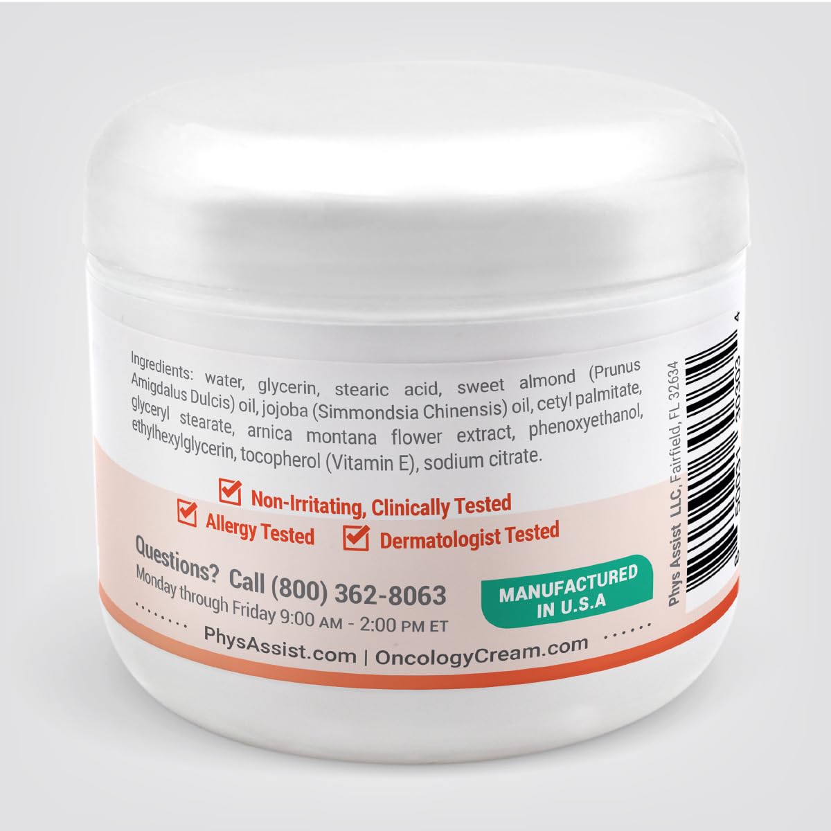PhysAssist Oncology Cream Scent-Free Moisturizing Cream for Face & Body - Deep Hydration for Dry, Sensitive & Stressed Skin - Fragrance-Free Skin