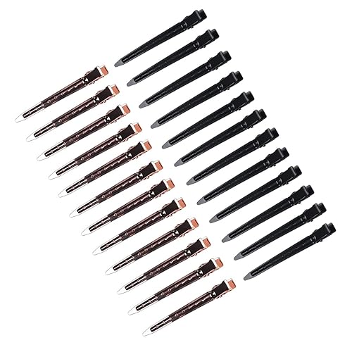 minihope 24 Packs Duck Bill Clips, 3.54 Inches/9cm Rustproof Metal Alligator Curl Clips for Hair Styling,makeup.,Hair Coloring, 12 Black,12 Rose gold.