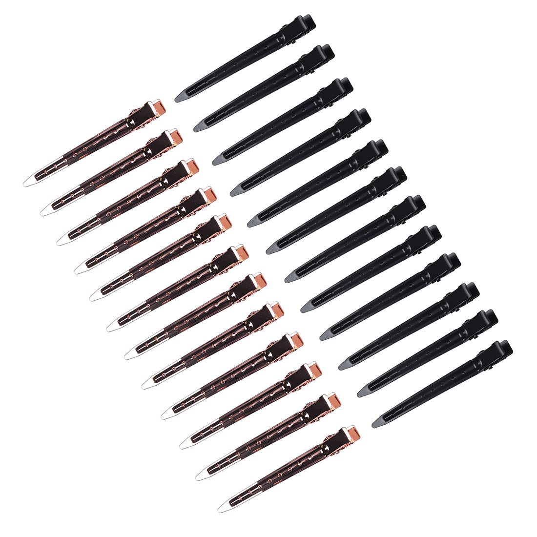 minihope 24 Packs Duck Bill Clips, 3.54 Inches/9cm Rustproof Metal Alligator Curl Clips for Hair Styling,makeup.,Hair Coloring, 12 Black,12 Rose gold.