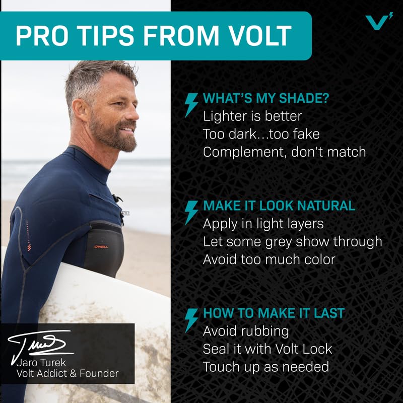 VOLT Grooming Temporary Instant Beard Color for Men, Quick Drying Plant-Based Brush On Beard, Mustache & Eyebrow Color, Sensitive Skin Safe, Burnt