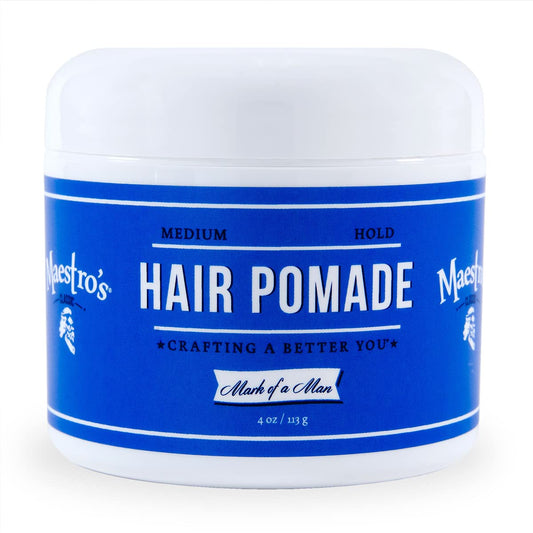 Maestro's Classic Hair Pomade - Mark of a Man Blend | Medium Hold Pomade for Men | Smooth Finish & Natural Shine | Water-Based Formula for All Hair