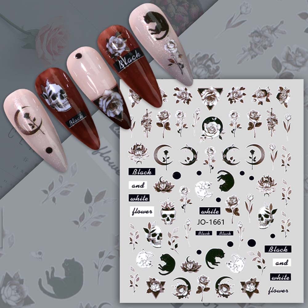 XIAOYAOJING 3D Nail Sticker Nails Decals Charm DIY Nail Art Decoration English Letters Wraps Slider Decals Manicure Flower Nail Sticker(JO 1654) Beauty & Personal Care XIAOYAOJING