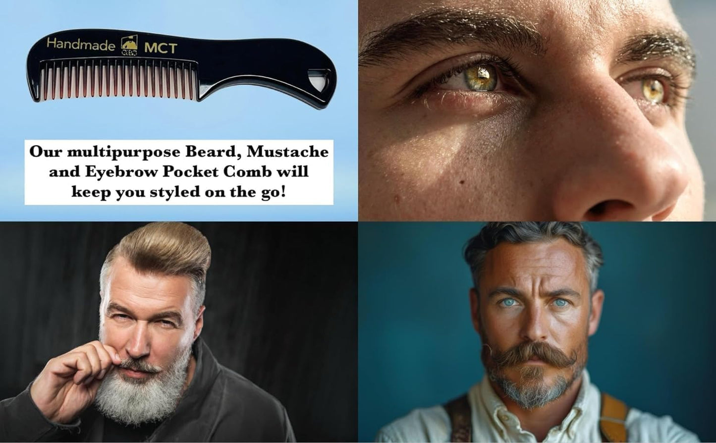 Gents Unscented Mustache Wax Kit - Extra Strong Hold, Fragrance Free - Includes Handmade Mustache Comb, Trimming Scissors & Black Beard Filler Pen Beauty and Personal Care G.B.S