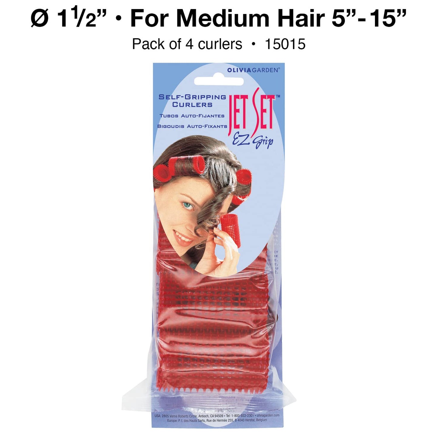 Olivia Garden Jet Set Self-Gripping Curler For Setting Or Perming (1 1/2" - 4 Count)