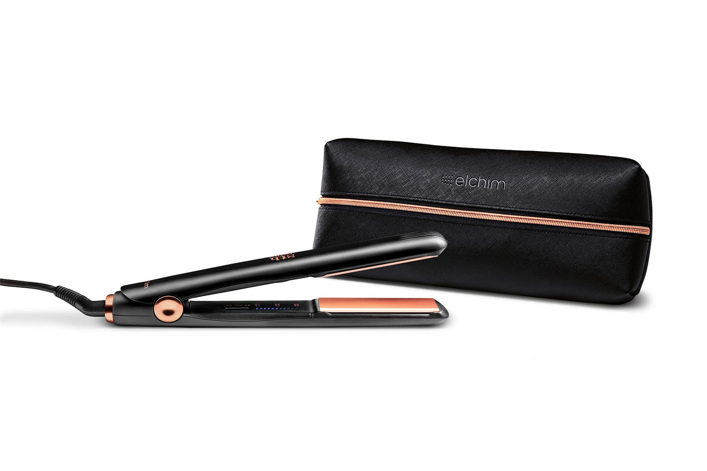 Elchim 8th Sense Styler: Hair Straightener with Titanium & Ceramic Plates, Dual-Universal Voltage, Flat Iron with 11 Heat Settings, Travel Bag