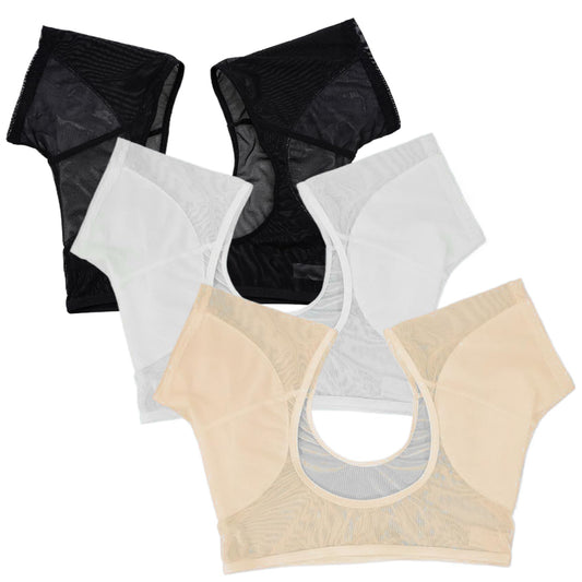 3Pcs Armpit Sweat Pads, Washable Vest Underarm Sweat Pads Breathable Sweatproof Pads with 3 Colors White, Skin Color and Black for Under Armpits Sweat Beauty and Personal Care Pineeseatile