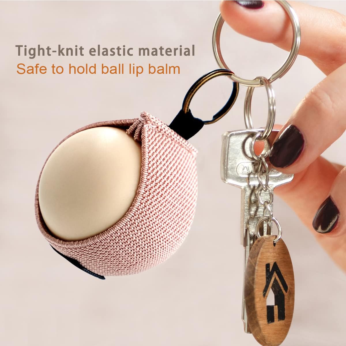 WK IEASON Lip Balm Holder Sleeve with Keychain Lipstick Sleeve Holder Tight-knit Elastic Holder for Ball Lip Balm Lipstick Holder Keychain