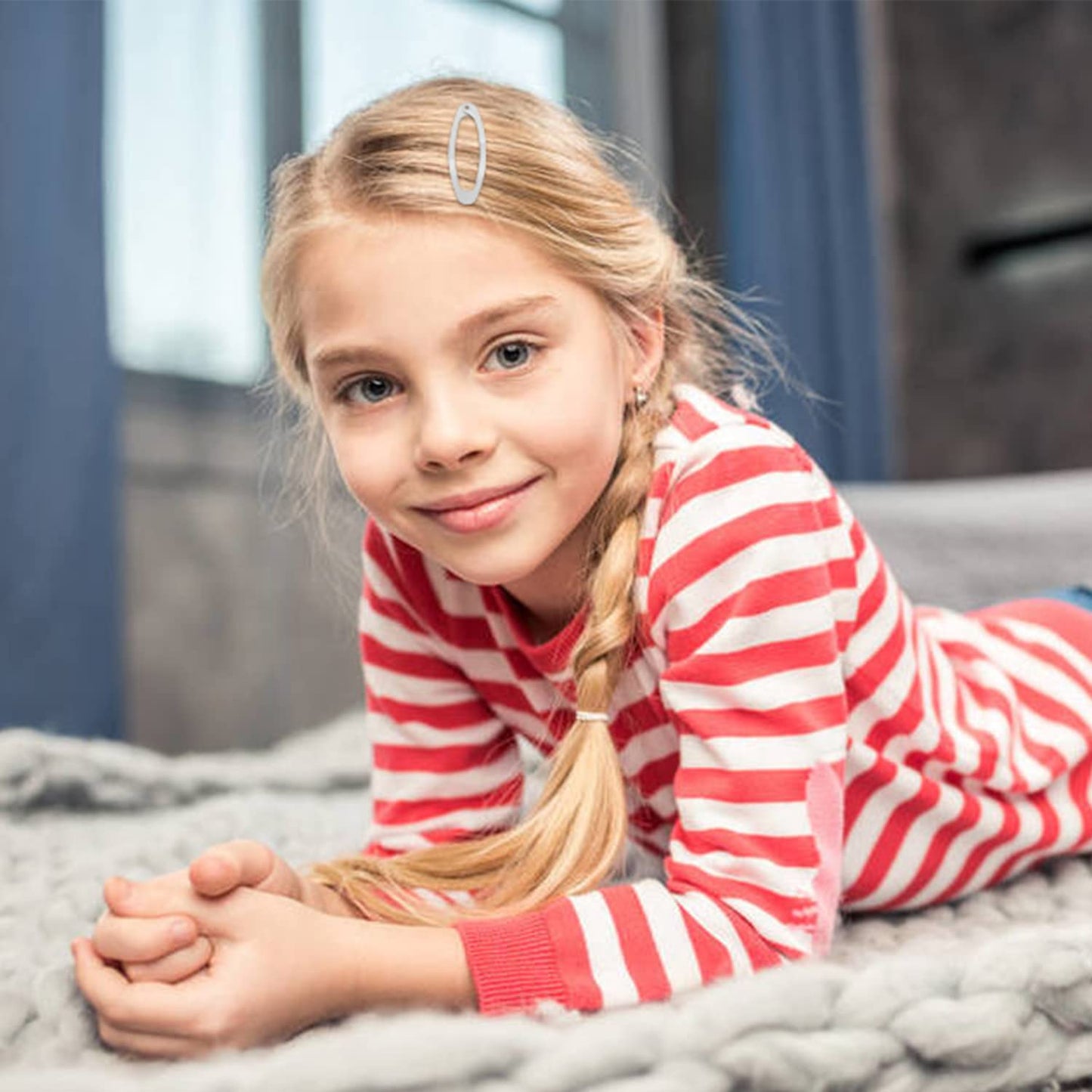 Lawie 100 Pack Bulk 2 Inch 5 CM Oval Snap Metal Hair Clips Barrettes Silver Hairpins Clips Thin Fine Bang Hair Holder Craft DIY Accessories for Women