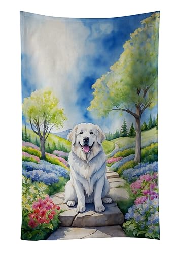 Caroline's Treasures Great Pyrenees Spring Path Kitchen Towel Dish Cloths Guest Hand Towel Decorative Bathroom Towel for Face,Tea, Dishcloth, Kitchen…