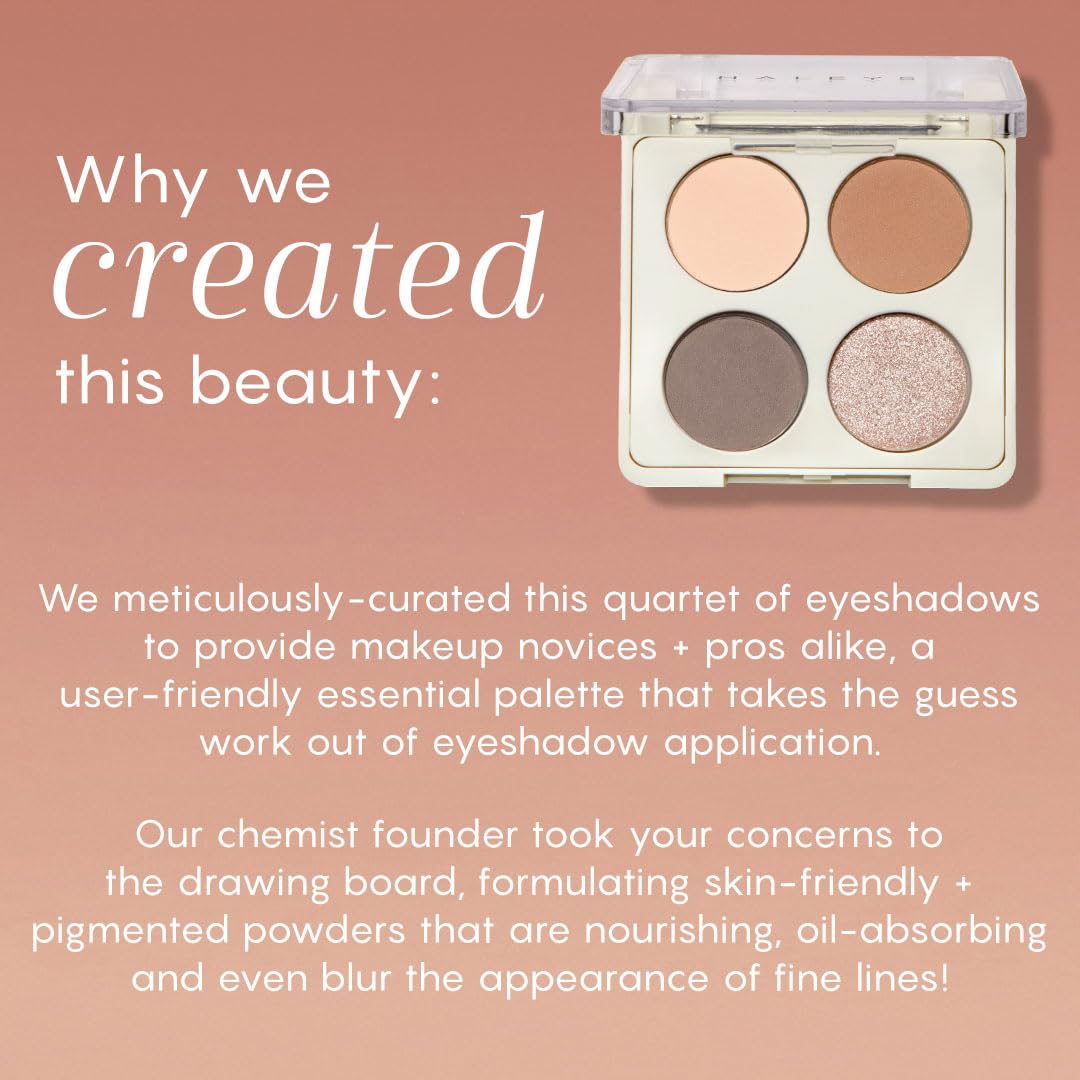 HALEYS Eyeshadow Quad Palette - Re-play Long-Wearing, Talc-Free, Easy-To-Use Buttery velvety Shades, “The Everything” Eye Makeup Palette, Matte