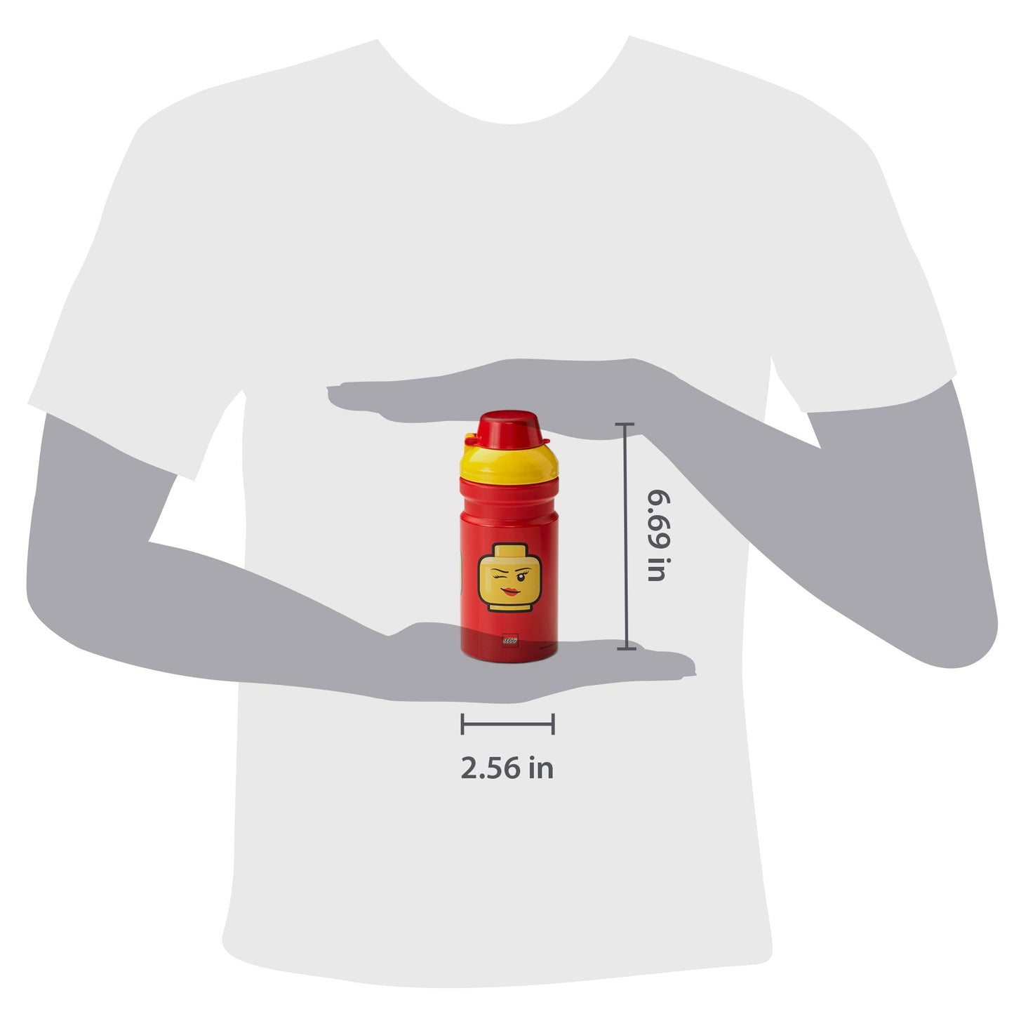 Room Copenhagen LEGO Iconic Girl Drinking Bottle - 13 oz - Fun and Practical Kids’ Water Bottle with Covered Spout, Sports Water Bottle, Red