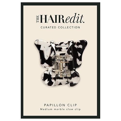 The Hair Edit Black & White Marble Papillon Claw Clip