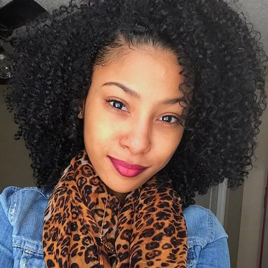 ZigZag Hair Afro Kinky Curly Clip In Human Hair Extensions Brazilian Virgin African American 4B 4C Natural Clip Ins For Black Women (10inch, 3B 3C)