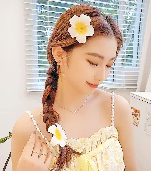 2.5" Hawaiian Hair Flower Clip Hair Barrettes for Women.Hair Buckle 4 Moana Luau Hawaiian Dresses for Women-6pc Hair Clips for Thin Hair,Hair Clips