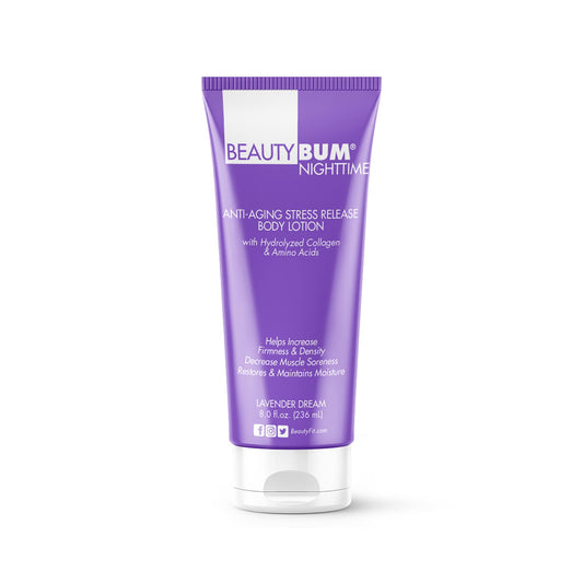 BeautyFit BeautyBum Nighttime Anti-Aging Stress Release Body Lotion - Helps with Muscle Recovery - Moisturizes and Smoothes Skin - Minimizes Dimples
