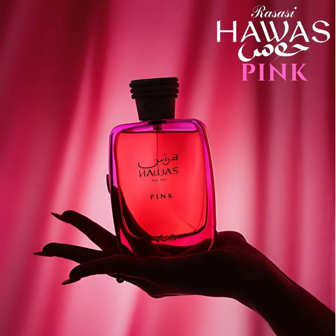RASASI Hawas Pink For Her Eau de Parfum Spray 100ml (3.4 oz) - Floral Fruity Perfume for Women with Neroli, Vanilla, Cotton Candy & Marshmallow |