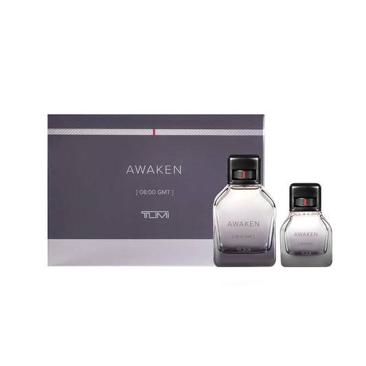 TUMI AWAKEN 08:00 GMT Gift Set - Refreshing Cologne for Men with Woody Fragrance Notes - 3.4 oz & 1.0 oz Eau de Parfum Beauty & Personal Care TUMI