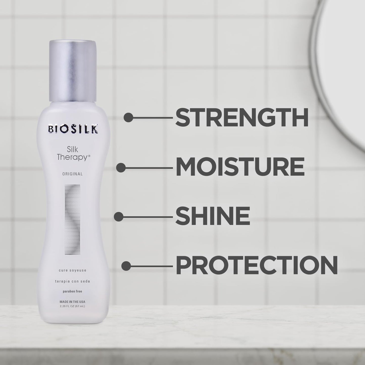 BioSilk Silk Therapy Original, Reconstructing Leave-In Hair Treatment, Adds Shine, Smooths & Prevents Split Ends, Sulfate-Free, Paraben-Free