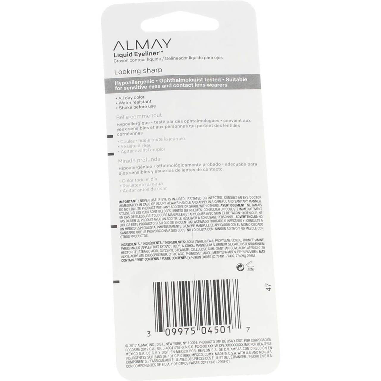 Almay Liquid Eyeliner, Black [221] 0.1 oz (Pack of 5)