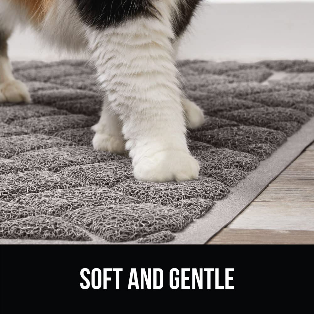GORILLA GRIP Cat Litter Mat 24x17 – Water Resistant, Traps Litter, Easy Clean, Scatter Control for Indoor Cats, Gray