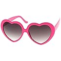 zeroUV Oversized Heart Shaped Sunglasses UV400 Cute Trendy Love Fashion Eyewear for Women 52mm (Hot Pink/Lavender)