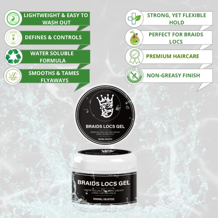 W.B king Braids & Locs Styling Gel - 500 ml (Large)
