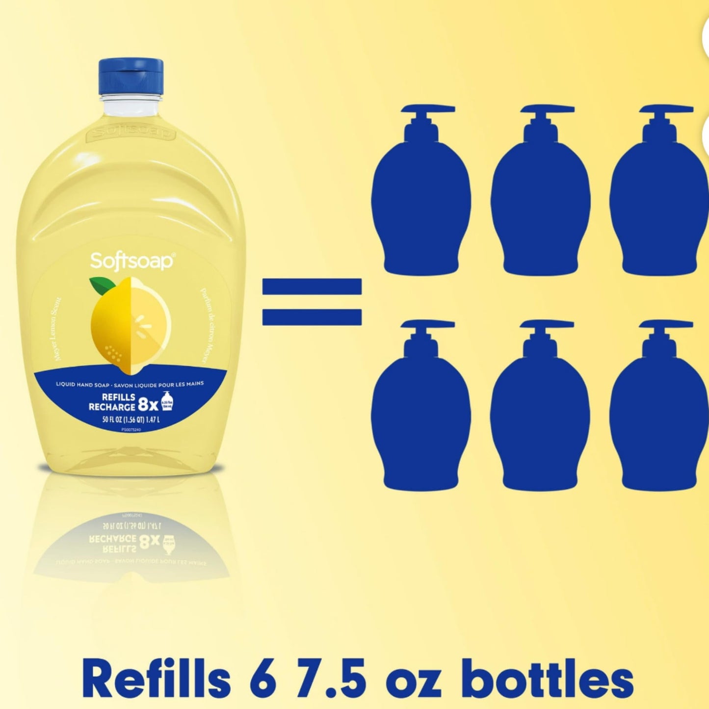 Softsoap Limited Edition Seasonal Scents | Extra Large Refill Bottles, 100 FL Oz Total, 2-50 Fl Oz Bottles for Refilling Liquid Hand Wash (Lemon)