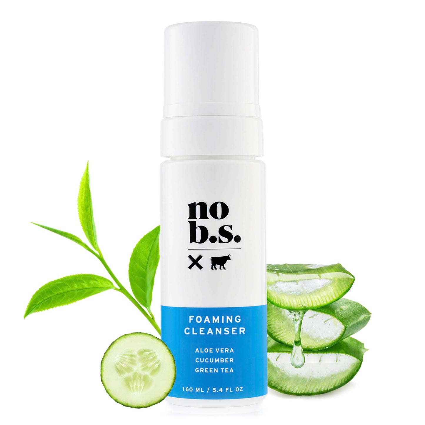 No Bad Stuff - Foaming Cleanser, Natural Face Wash with Cucumber, Green Tea & Aloe Vera, for Oily, Combination, Dry, Normal, Sensitive & Acne Skin