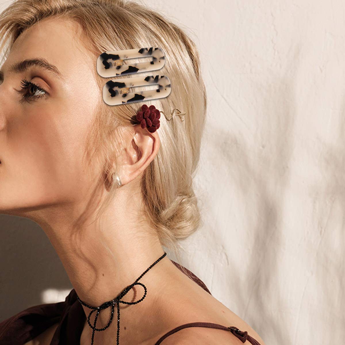 2 Pcs Tortoise Shell Hair Clips Leopard Barrettes Vintage Hair Clip for Girls