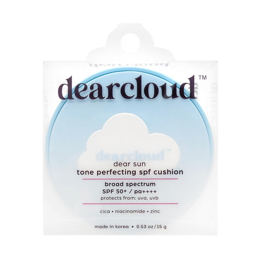dearcloud Dear Sun Perfecting SPF Cushion - Color Adapting Sunscreen, Korean Sunscreen SPF 50+ (.53 oz)