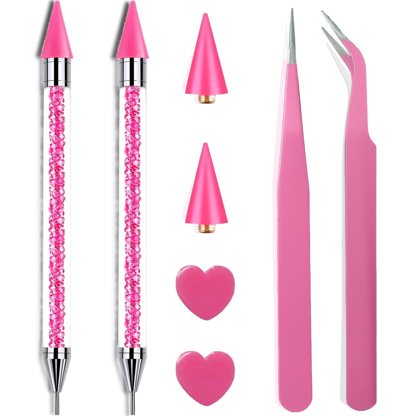 8 Pink Rhinestone Picker Tool Set - 2 Pcs Dual-Head Wax Pens with 2 Wax Tips and 2 Pink Tweezers, Wax Pencil for Rhinestones, Crystal Diamond Pickup Beauty and Personal Care Yaoociy