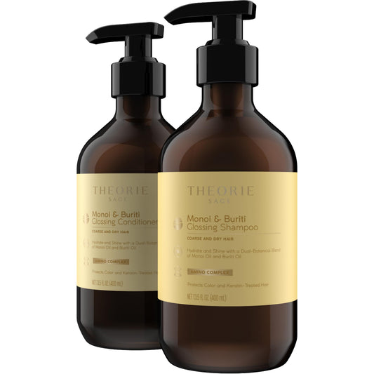 THEORIE 400 mL Shampoo & Conditioner Collection (THEORIE Sage Collection Hair Care Sets (Monoi & Buriti 400mL Shampoo & Conditioner Set)) Beauty & Personal Care Theorie