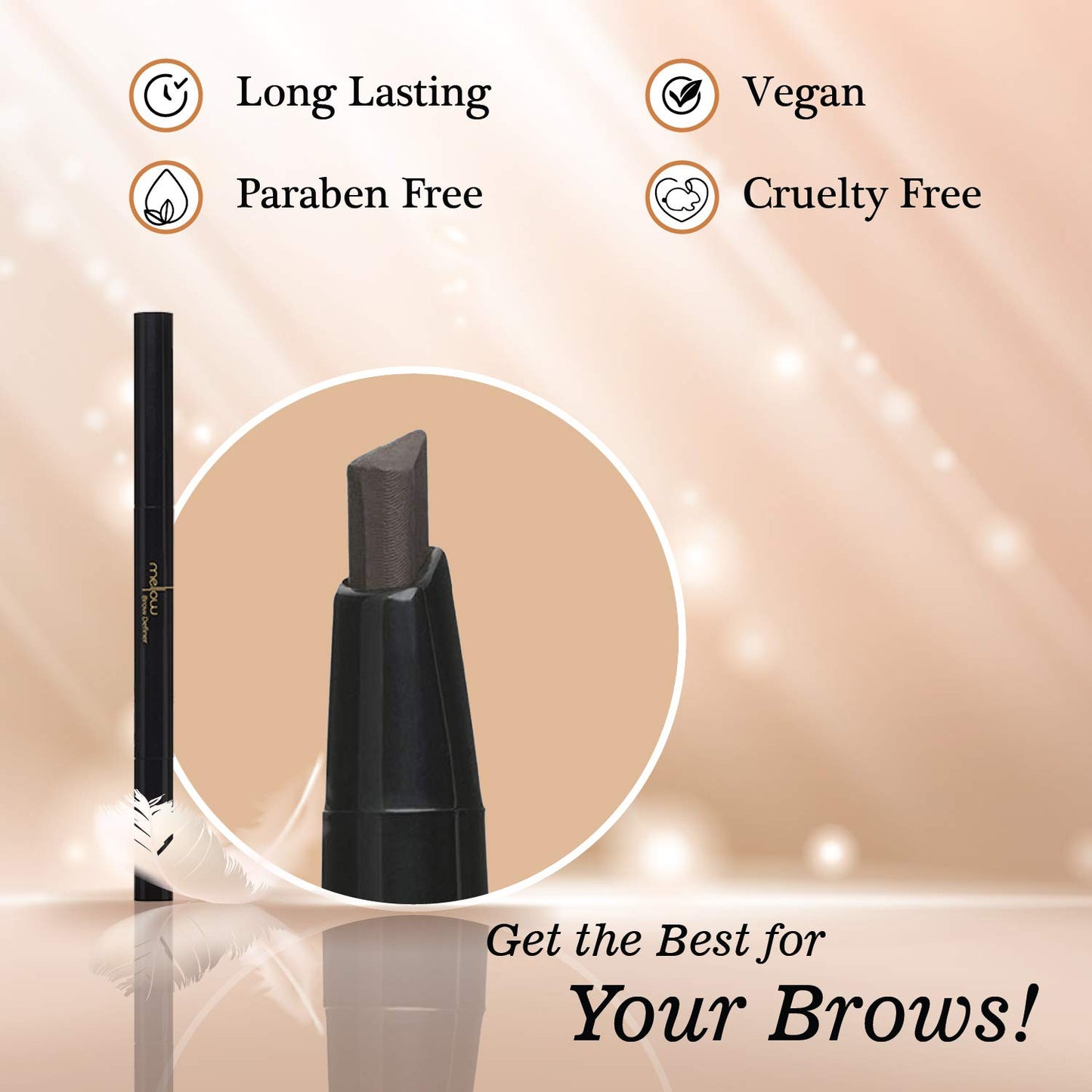 Mellow Cosmetics Brow Definer Eyebrow Pencil | Triangular Tip, Non Greasy, Long Lasting & Easy To Glide | Brow Defining Pen | Professional Eyebrow