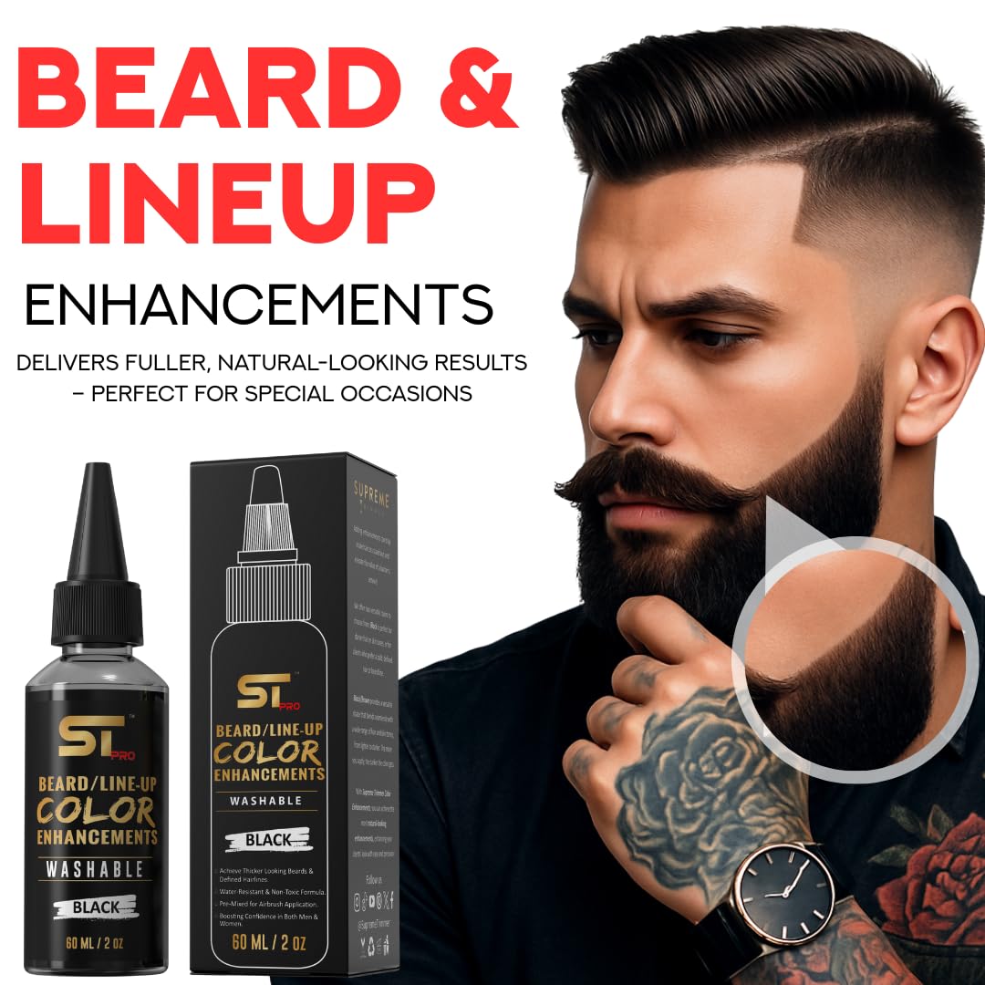 Supreme Trimmer Airbrush Hair & Beard Enhancement Ink | Barber-Grade Line-Up & Filler Spray | Water Resistant, Washable, Pre-Mixed for Precision