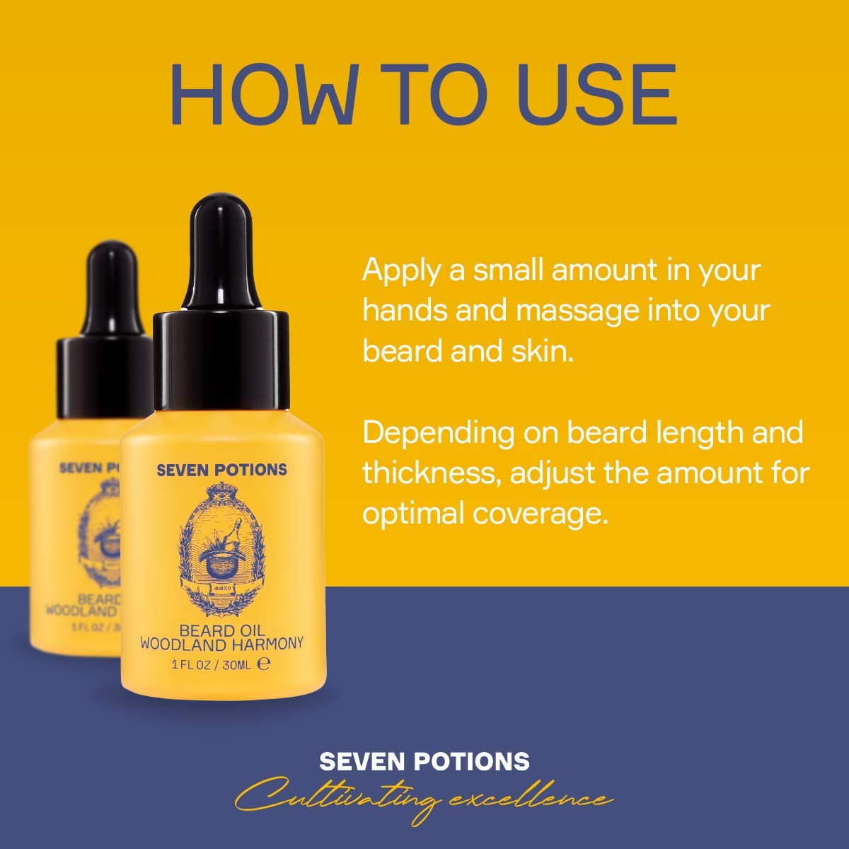 SEVEN POTIONS Natural Beard Oil for Men 1 FL OZ / 30ml - Sweet & Woody Beard Softener & Conditioner - Vegan Conditioning Oil That Helps Prevent Itch